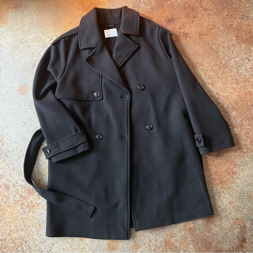 Zara Kids Black Trench Coat 13-14 YRS